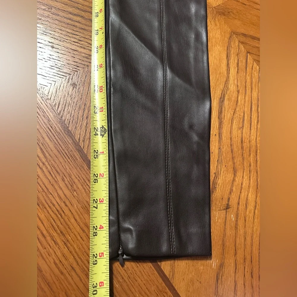 Zara Dark Brown high waisted faux Leather Pants size small